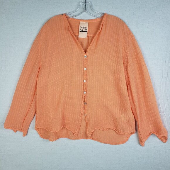 Project AJ117 Copenhagen Blouse Top Button Front Rayon Peach Minimalist size XL - Picture 2 of 14